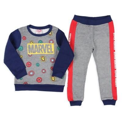 Marvel Toddler Boys Avengers Superhero 2 Piece Kids Sweat Suit Pajama Set 