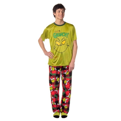 Dr. Seuss The Grinch Men's Pajama Pants Shirt and Socks 3 Piece Pajama Set 
