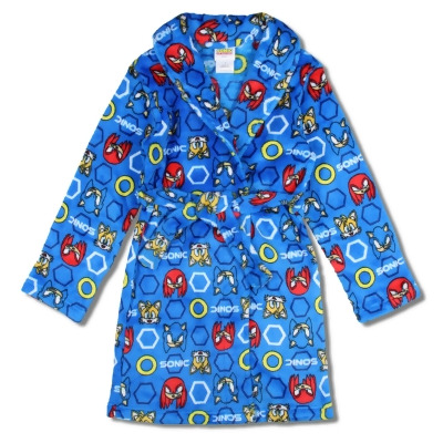 Sonic The Hedgehog Boys' Sonic Knuckles And Tails Kids Fleece Pajama Robe 