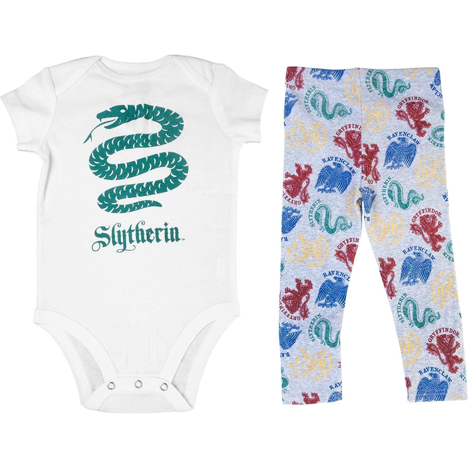 Harry Potter Baby Infant Slytherin Legging Body Suit Combo Gift Set