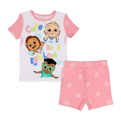 CoComelon Toddler Girls Cute Rainbow Short Sleeve With Shorts Pajama 2PC Set 