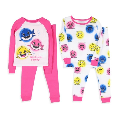 Baby Shark Toddler Girls FIN-Tastic Family 4 Piece Pajama Sets 