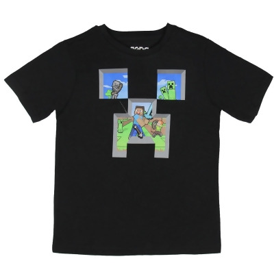 Minecraft Boys' Creeper Face Battle Fill Graphic T-Shirt 