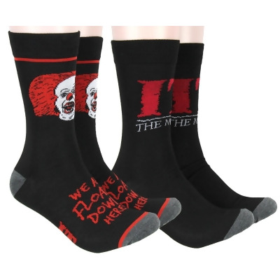 Stephen King's IT The Movie Pennywise The Clown 2 Pack Men's Athletic Crew Socks 