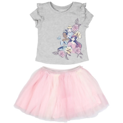 Disney Princess Toddler Girls' Cinderella Ariel Tiana Shirt Tutu 2 Piece Set 
