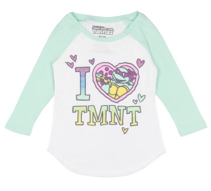 Teenage Mutant Ninja Turtles Girls Sparkle I Love TMNT Tee Shirt Medium  (7-8)