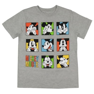 Disney Boys Mickey Mouse Color Block Funny Faces Expressions T-Shirt 