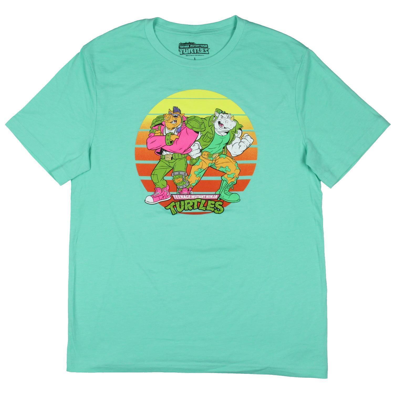 Seven Times Six Teenage Mutant Ninja Turtles Mens' Bebop & Rocksteady Villians T-Shirt, Green