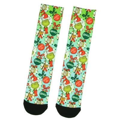 Dr Seuss The Grinch Naughty Or Nice Adult Holiday Ombr? Sublimation Crew Socks 