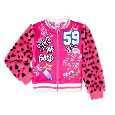 Barbie Extra Girl's See The Good Sky's The Limit Faux Fur Bomber Jacket 