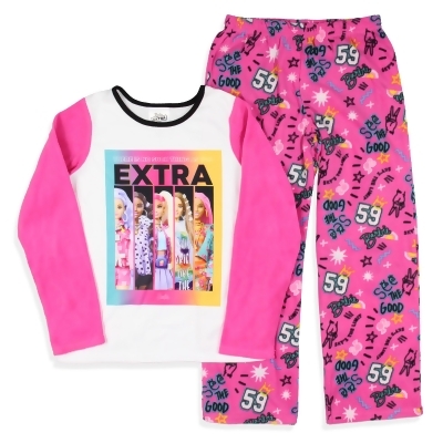 Komar Kids Barbie Girls No Such Thing As Too Extra Fleece 2 Piece Pajama Set 