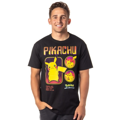 Pokemon Men's Pikachu Pokedex Graphic Tee Top T-Shirt Short Sleeves 