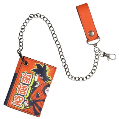 Dragon Ball Z Anime Son Goku Tri-Fold Snap Closure Chain Wallet 
