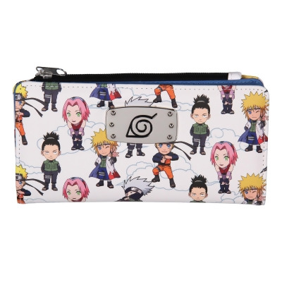Naruto Shippuden Chibi Figures Snap Closure Faux Leather Wallet For Women 