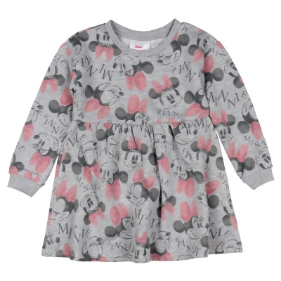 Disney Toddler Girls' Minnie Mouse Pink Bow Design Long Sleeve Dress 