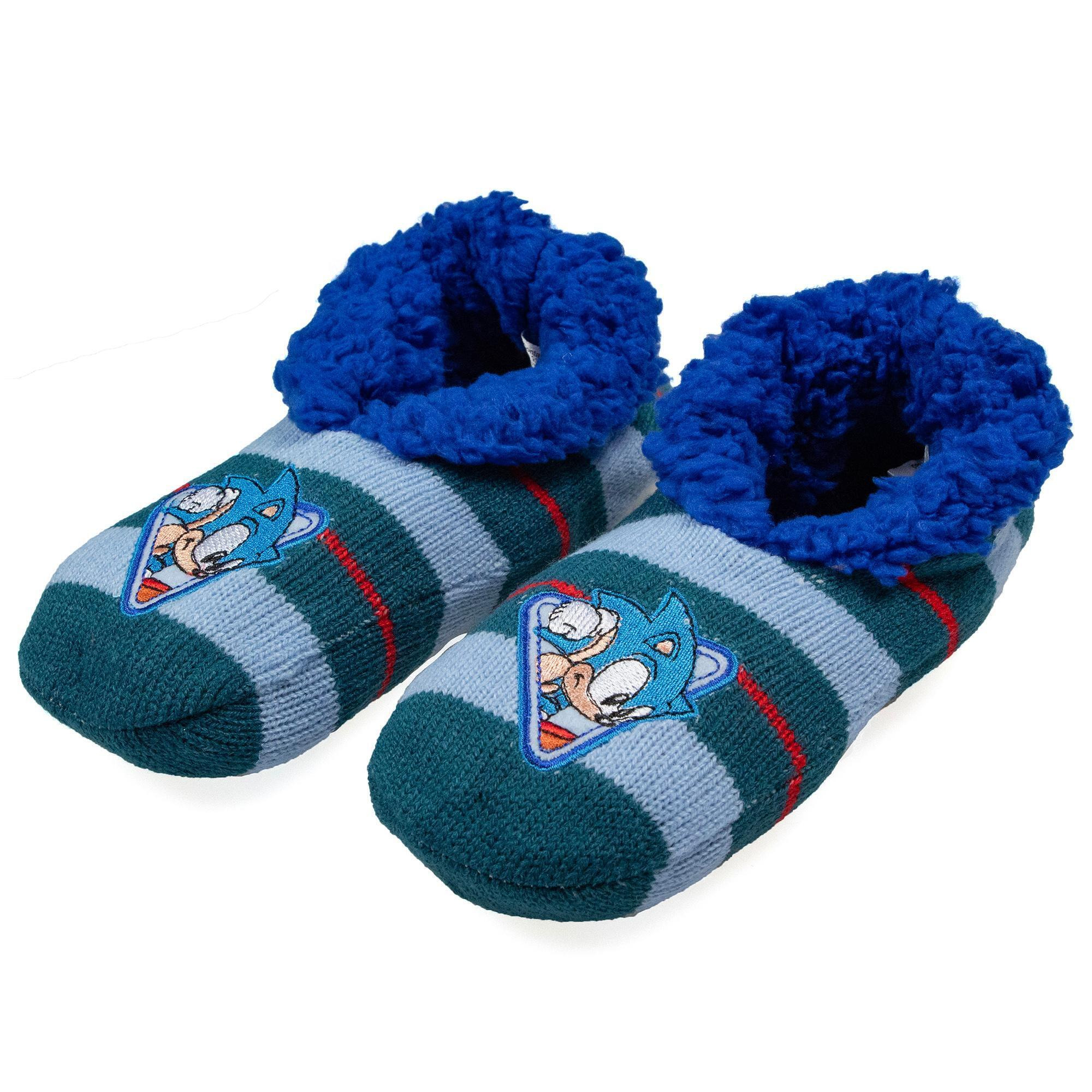 Sonic The Hedgehog Boys' Plush-Lined Non-Slip Slipper Socks For Boys And Girls