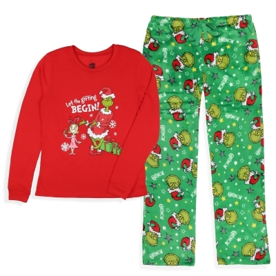 Dr. Seuss Women's The Grinch Let The Gifting Begin Lounge Pajama Sleep Set 