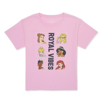 Disney Princess Girls' Royal Vibes 6 Princess Block Design T-Shirt 