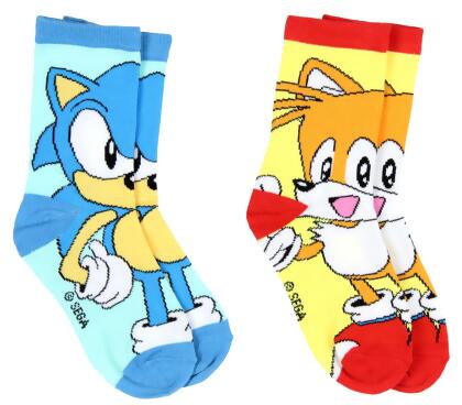 Sega Sonic The Hedgehog Boys' Socks Tails And Sonic 2 Pairs Athletic Crew Socks 