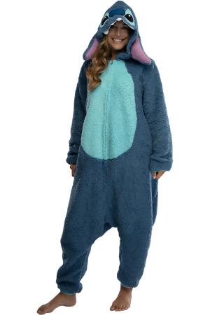 Disney Lilo & Stitch Unisex Adult Stitch Kigurumi Cosplay Costume Fleece Union Suit 
