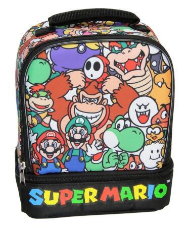 Super Mario Lunch Box Soft Kit Dual Compartment Insulated Cooler Characters 