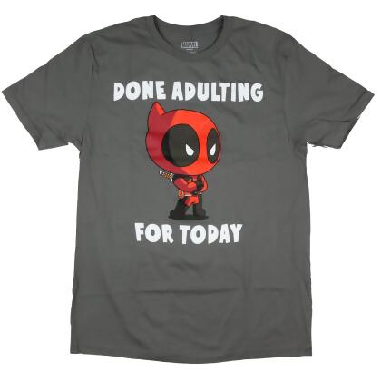 Marvel Deadpool Shirt Mens Done Adulting For Today Chibi Graphic Print Tee (3XL)