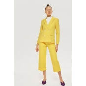 Womens Cropped Suit Trousers - Yellow, Yellow Womens Cropped Suit Trousers - Yellow, Yellow