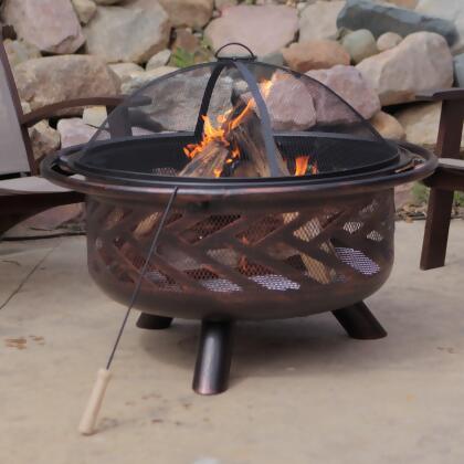 Red Ember Aspen Bronze Round Fire Pit With Grill Grate And Free