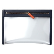 Stow - Leather See View Transparent Travel Pouch Organiser Sapphire Blue & Pale Grey Stow - Leather See View Transparent Travel Pouch Organiser Sapphire Blue & Pale Grey