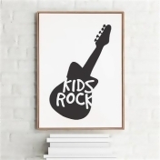 Brown Framed Canvas Print Wall Art - Kids Rock Brown Framed Canvas Print Wall Art - Kids Rock