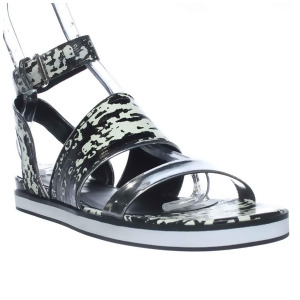 Womens Pour La Victoire Sabina Ankle Strap Flat Sandals Black/white/silver - 8.5 US