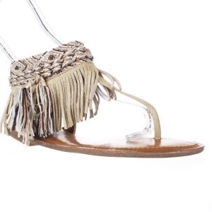 Womens Zigi Soho Francesca Sparkle Fringe Bohemian Flat Sandals Gold - 5 US