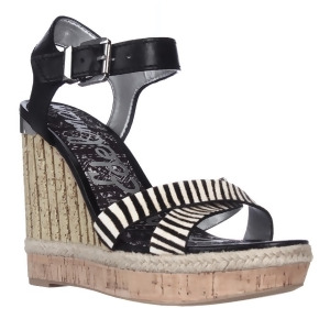 Womens Sam Edelman Clay Wedge Ankle Strap Sandals Black/Zebra - 10 US / 41.5 EU
