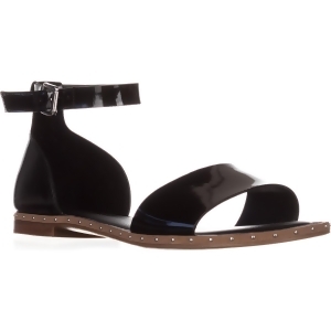 Womens Franco Sarto Venice Ankle Strap Flat Sandals Black Metallic - 6.5 US / 36.5 EU