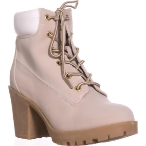 Womens Zigi Kiana Lug Sole Combat Boots Stone/White - 6 US