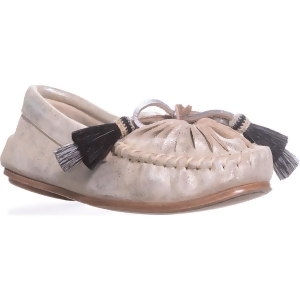 Womens Loeffler Randall Lois Tassle Boat Shoes Silver/Black Natural - 7.5 US