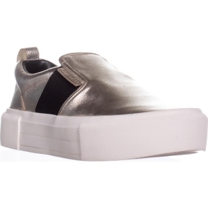Womens Kendall Kylie Tenley Platform Slip On Sneakers Gold Leather - 8 US