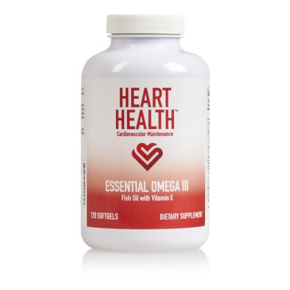 Heart Health™ Essential Omega III Fish Oil with Vitamin E - Single Bottle (60 Servings)