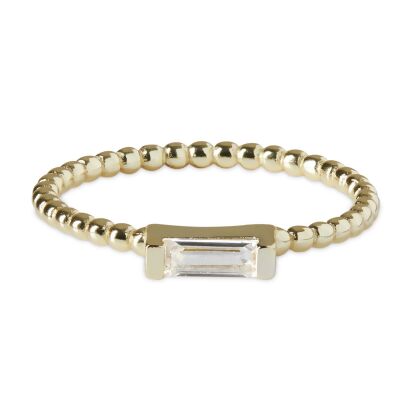 ADRIENNE - Spiraled Baguette Ring - Size 5 - Gold | Clear