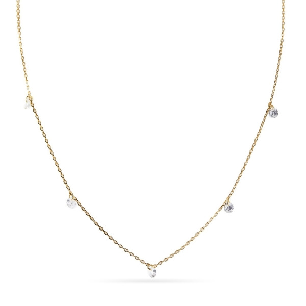 DESI - Pierced Round Cut Necklace - Gold | Clear