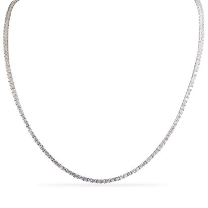 HAILEY - Round Cut Tennis Necklace - Silver | Clear