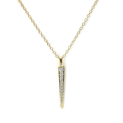 HEIDI - Pave Stick Necklace - Gold | Clear