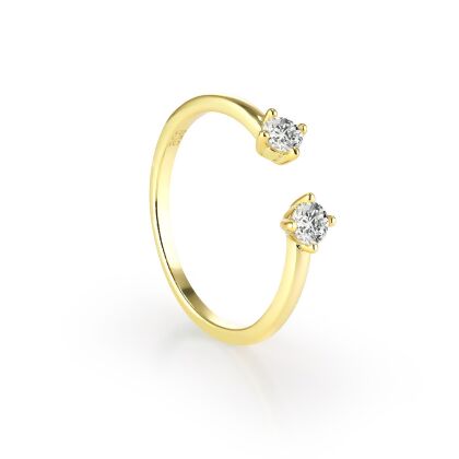 NICOLE - Double Solitaire Ring - Size 5 - Gold | Clear