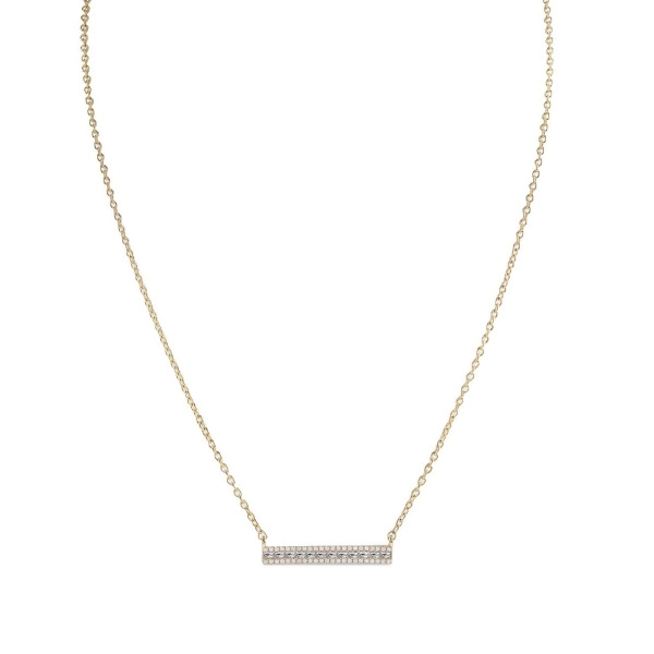 BROOK - Baguette Round Bar Necklace - Gold | Clear