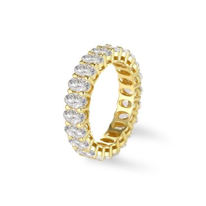KIMBERLY - Oval Cut Eternity band - Size 5 - Gold | Clear
