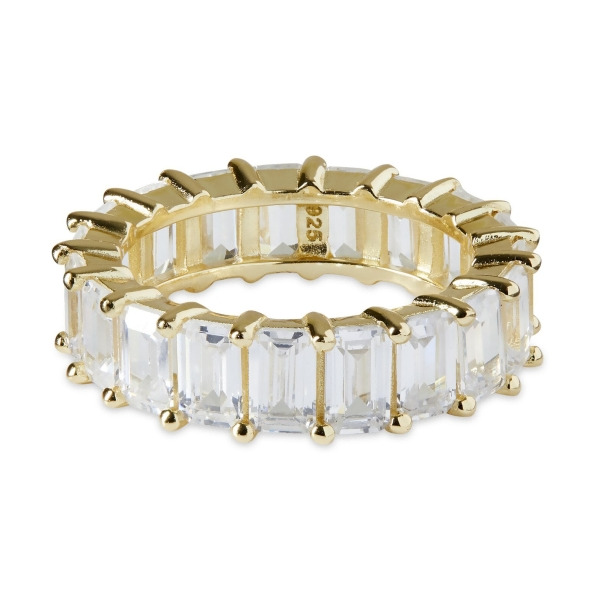 AMBER - Emerald Cut Eternity Band - Size 5 - Gold | Clear