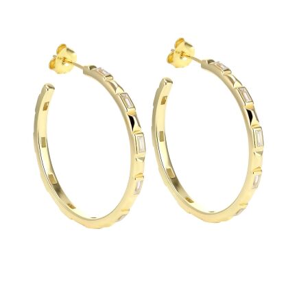 EMMA - Faceted Hoops - Gold | Clear