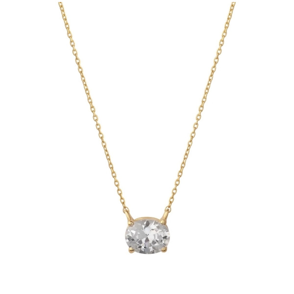 CORA - Oval Cut Solitaire Pendant (SPECIAL) - Gold | Clear