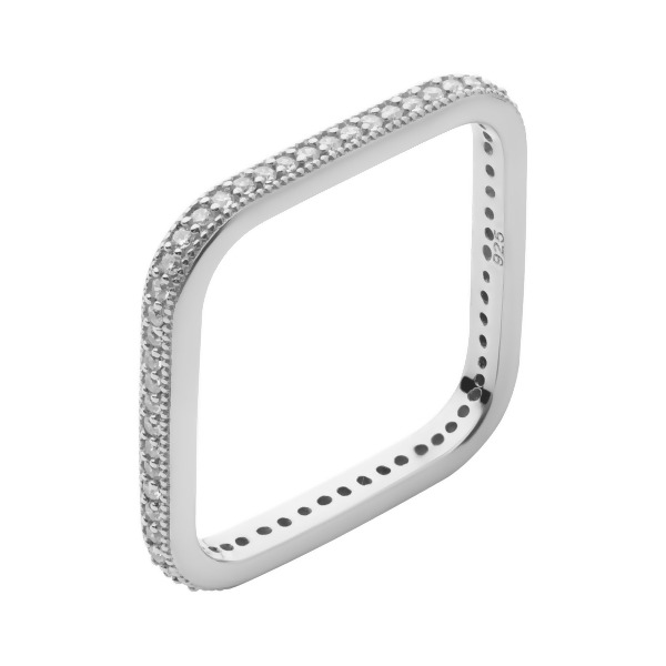 HARLOW – Pave Square Ring (SPECIAL) - Size 5 – Silver | Clear