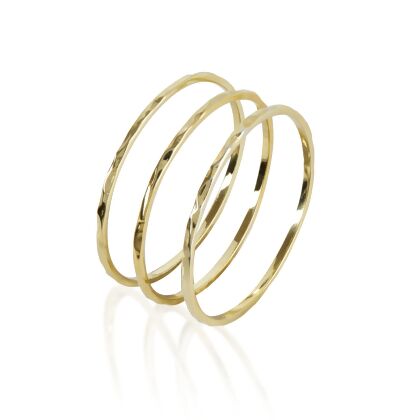 JAMES – Thin Hammered Ring Trio - Size 5 – Gold (Set of 3)